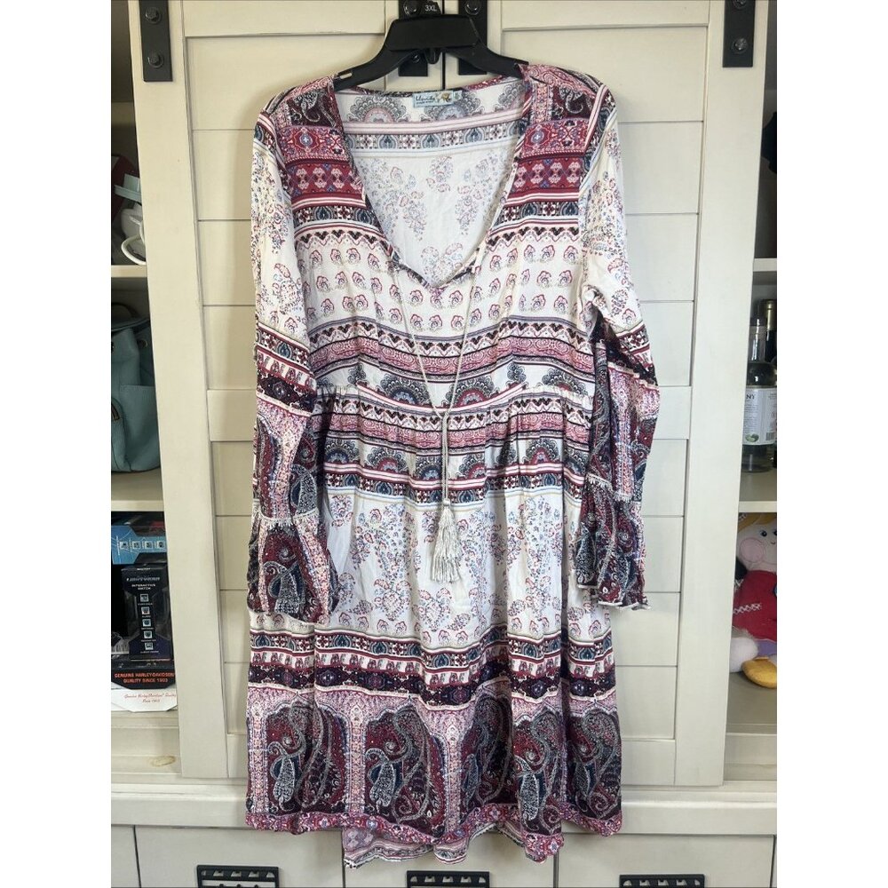 Unity World Wear Floral Boho Hippie Paisley Dress XL Women